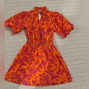 Vibrant Orange and Pink Floral Dress